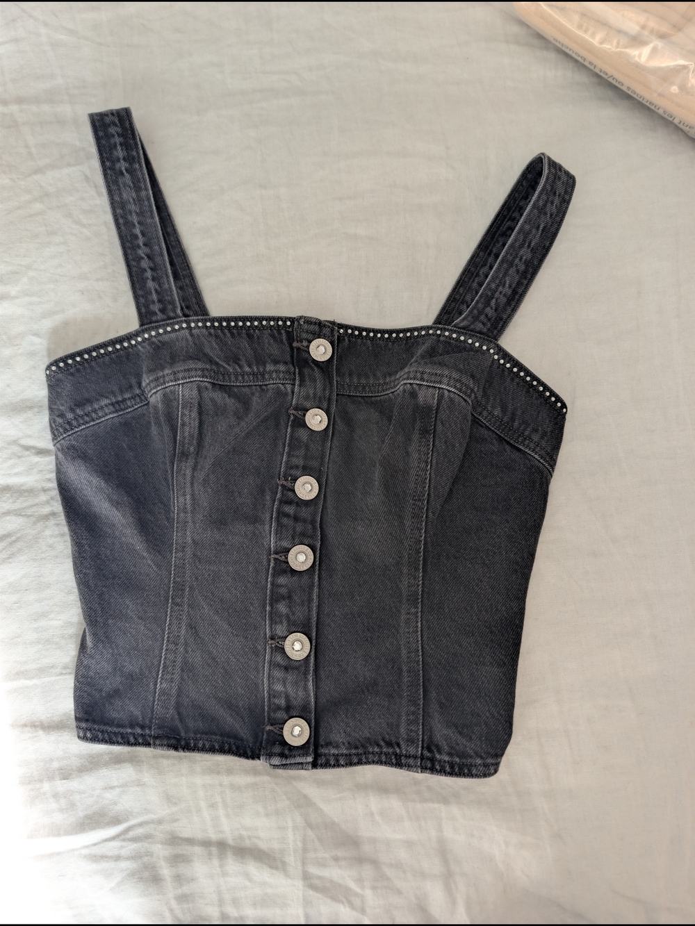 NWT Levi’s Drea Rhinestone Denim Corset Bustier Top Black XS